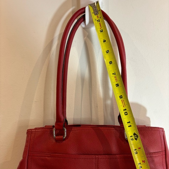 TIGNANELLO Leather Contrastig strip Lining Multiple Pockets Shoulder Bag NEW - Picture 4 of 14